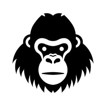 Black vector gorilla icon on white background Stock Illustration