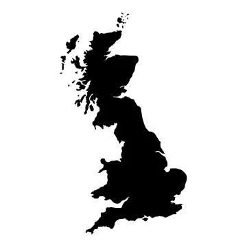 Black vector great britain map on white background Stock Illustration