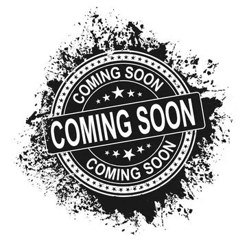 Black vector grunge rubber stamp splash coming soon Illustrazione stock