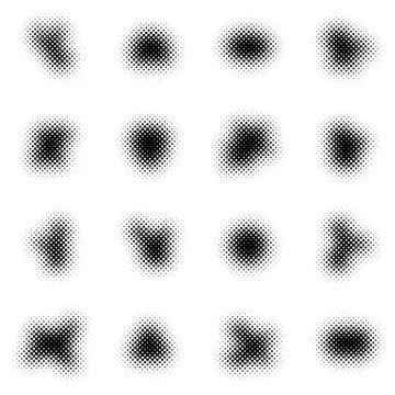 Black vector halftone design elements on white Illustrazione stock