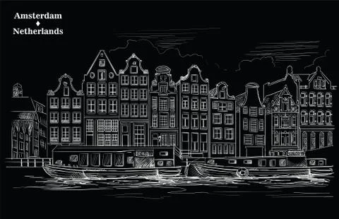 Black vector hand drawing Holland, part 7 Stock Illustration