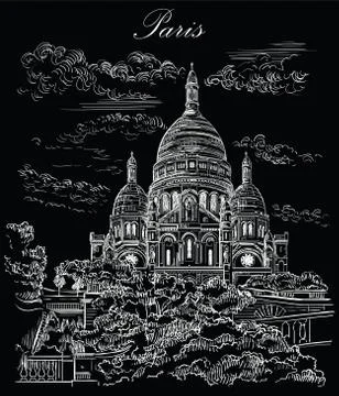 Black vector hand drawing Paris, part 9 Illustrazione stock
