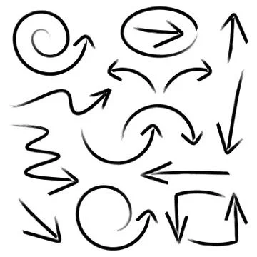 Black vector hand drawn arrows Illustrazione stock