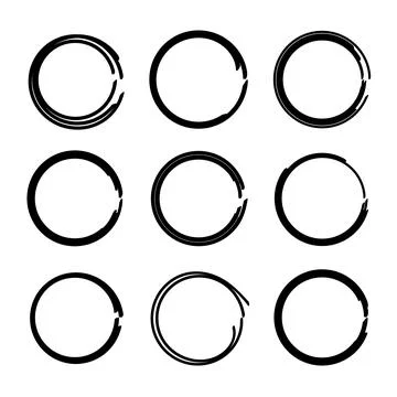 Black vector hand drawn circle marker strokes Stock Illustration