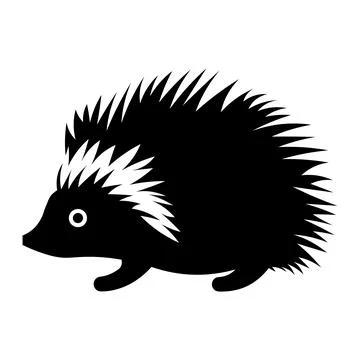 Black vector hedgehog icon on white background Stock Illustration