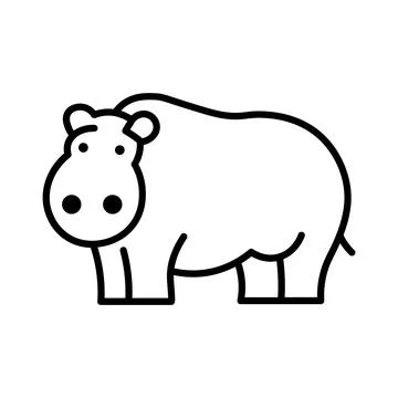 Black vector hippo icon on white background Stock Illustration