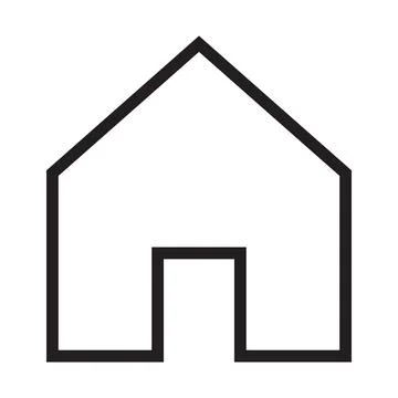 Black vector home line icon isolated on white background Stock Illustration