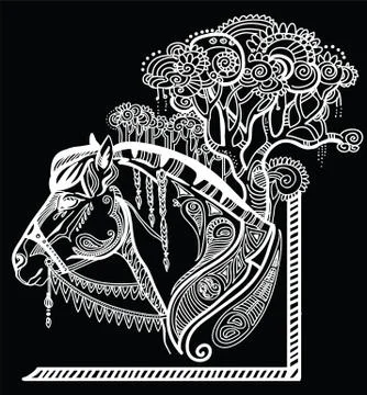 Black vector horse Illustrazione stock
