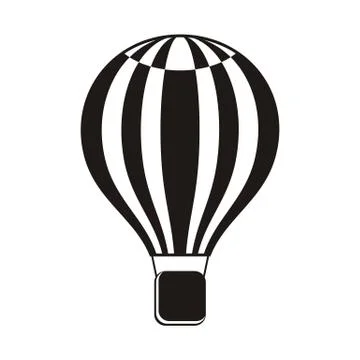Black vector hot air balloon icon on white background Illustration