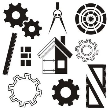 Black vector house construction and real estate icons Stock-Illustration