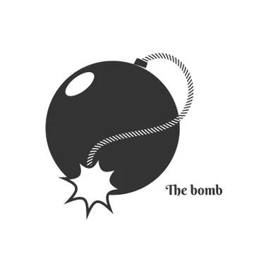 Black vector icon of the bomb in the old style is on white. Stock Illustration