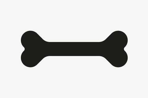 Black vector icon of a bone. Dog food symbol. Stock Illustration