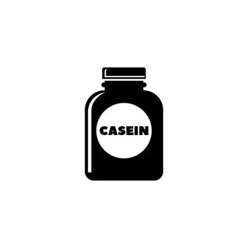 Black vector icon of a casein supplement bottle, ideal for fitness and health Stock Illustration