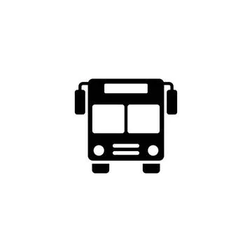 Black vector icon depicting a front-facing bus, ideal for digital platform... Stock Photos