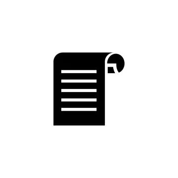 Black vector icon of a document with folded corner, perfect for business an.. Stock Illustration