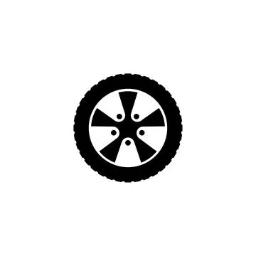 Black vector icon featuring a five-spoke car wheel design Stock Illustration