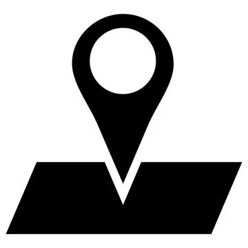 Black vector icon of a location pin on a map base Illustrazione stock