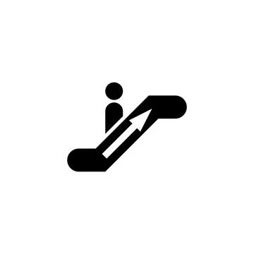 Black vector icon of a person ascending on an escalator Stock Illustration