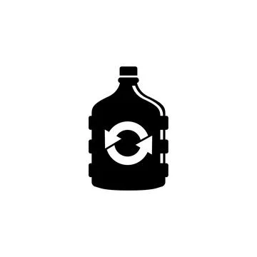 Black vector icon of a recyclable water bottle Stock Illustration