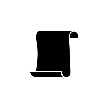 Black vector icon of a scroll or parchment paper, perfect for education, hist Stock Illustration
