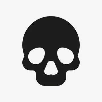 Black vector icon of a skull n white background Stock Illustration