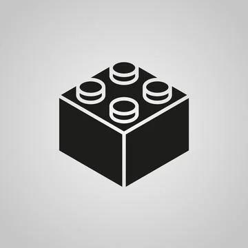 A black vector icon of a toy building block Ilustración de archivo