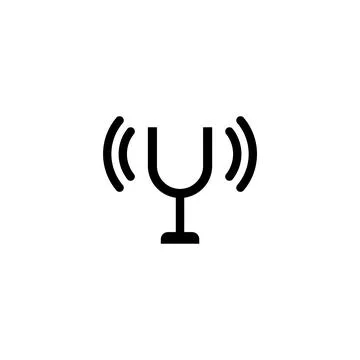 Black vector icon of a tuning fork with sound waves Stock Illustration