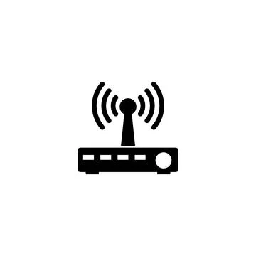Black vector icon of a wireless router emitting signal waves Stockillustratie