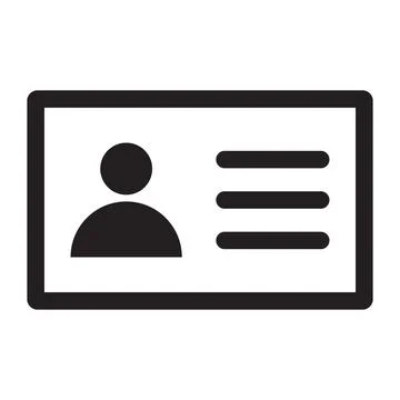 Black vector id card or identity card line icon isolated on white background Stock Illustration