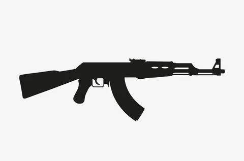 A black vector illustration AK47 machine gun Illustrazione stock