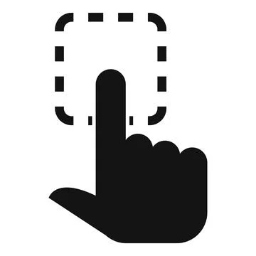 Black vector illustration of a finger pointing and clicking on an outlined Stock Illustration