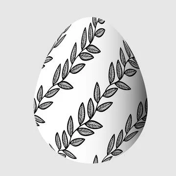 Black vector illustration of one Easter egg with a floral pattern isolated .. 스톡 일러스트