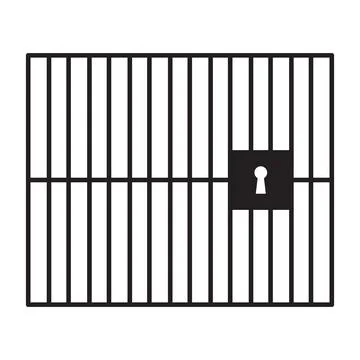 Black vector jail or prison icon isolated on white background Stock Illustration