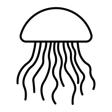 Black vector jellyfish icon on white background Stock Illustration