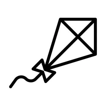 Black vector kite icon on white background Stock Illustration