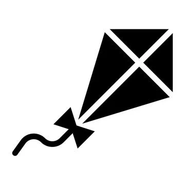 Black vector kite icon on white background Illustrazione stock