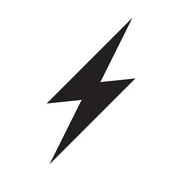 Black vector lightning electric solid icon isolated on white background Stock Illustration