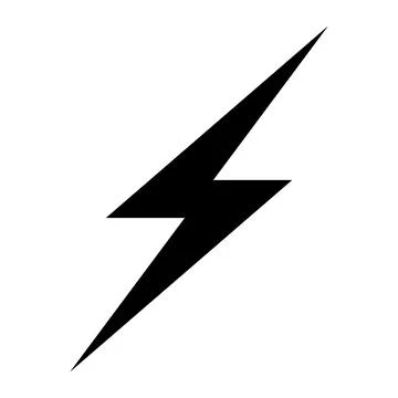 Black vector lightning icon on white background Stock Illustration