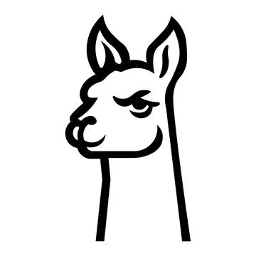 Black vector llama icon on white background Stock Illustration