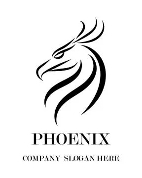 Black vector logo of phoenix head eps 10 Stock Illustration
