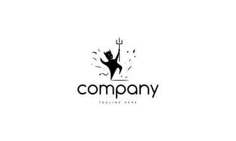 Black Vector logo which depicts a cheerful and perky dancing devil. Stock Illustration