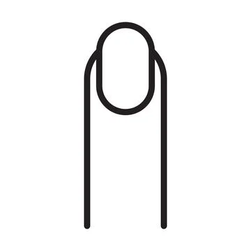 Black vector long finger nail line icon isolated on white background Stock Illustration