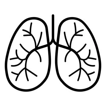Black vector lungs icon on white background Stock Illustration