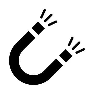 Black vector magnet icon on white background Stock Illustration
