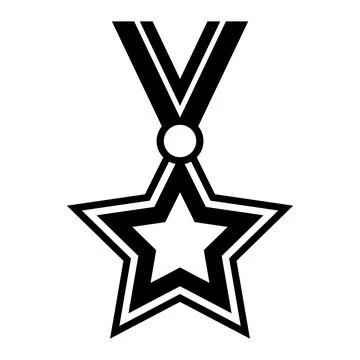 Black vector medal icon on white background Stock Illustration