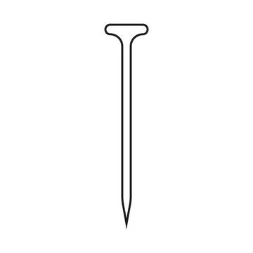 Black vector metal nail line icon isolated on white background Stock Illustration