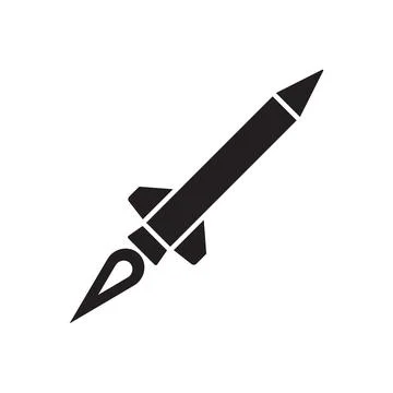 Black vector missile icon isolated on white background Stock Illustration