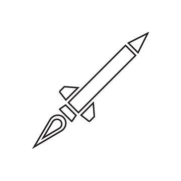 Black vector missile line icon isolated on white background Stock Illustration