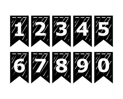 Black vector of numbers on flag. Vector elements illustration template 스톡 일러스트