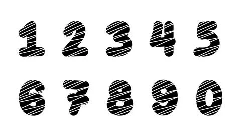 Black vector of numbers. Symbol set. Vector elements illustration template 스톡 일러스트